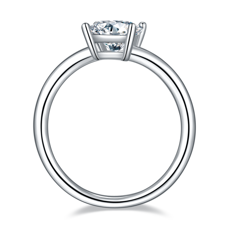 Classic正方形S925银镀白金MoissaniteWomen's Ring1.0ctD级